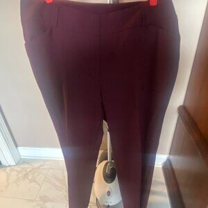 Alfani Women's Wide Leg Slacks, Eggplant Color, Size 20W